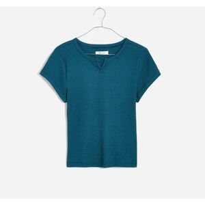 NWT Madewell Ribbed Split-Neck Tee Medium Color Malachite